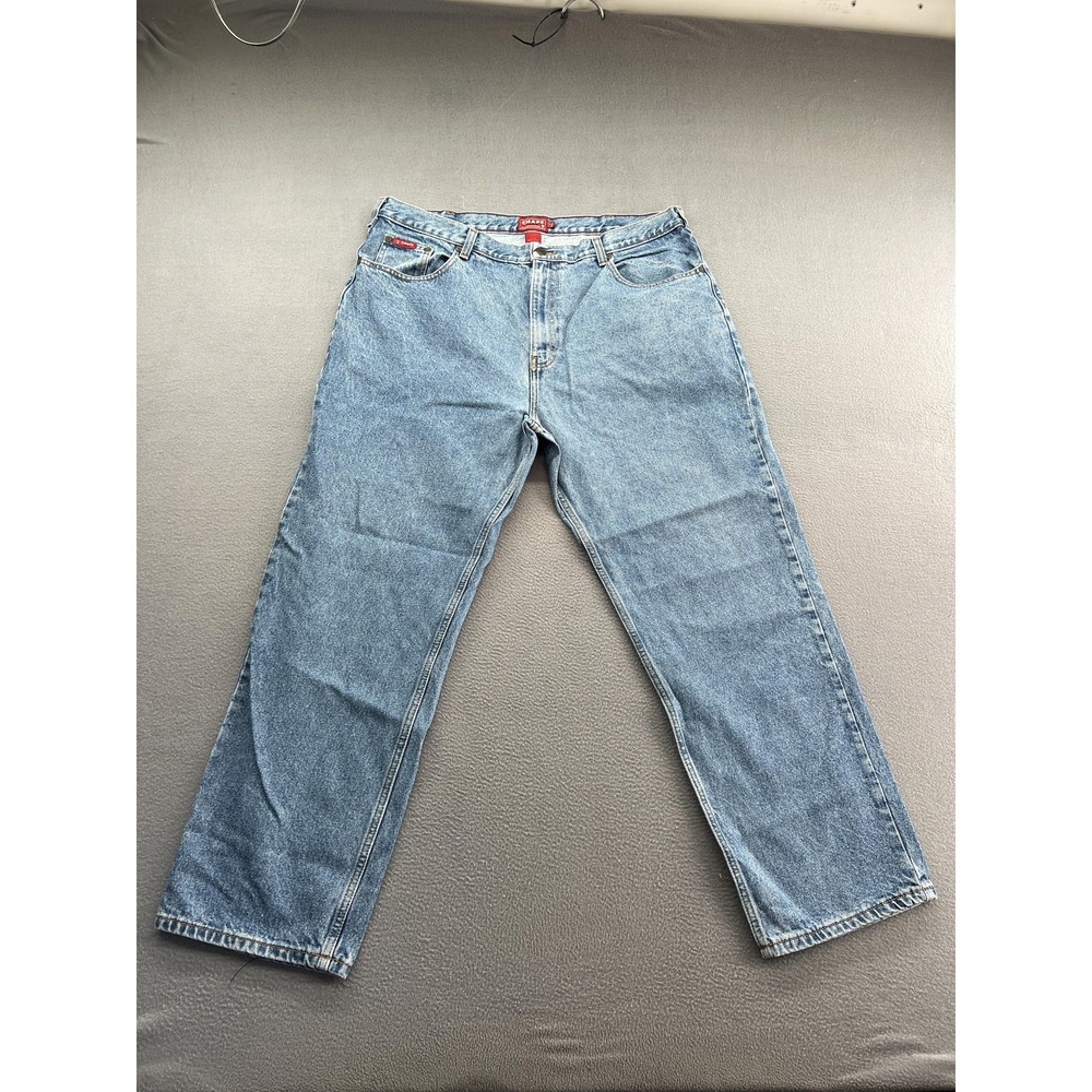 Chaps Denim Jeans Mens 40x30 Blue Straight Leg 100% Cotton Zip Fly 5 Pocket